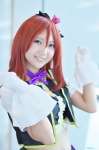 cosplay croptop gloves hairbow love_live!_school_idol_project miniskirt nishikino_maki red_hair ririka skirt vest rating:Safe score:0 user:nil!
