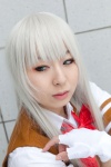 bowtie chouun_shiryuu cosplay fingerless_gloves gloves ikkitousen school_uniform white_hair yuraaine rating:Safe score:0 user:pixymisa