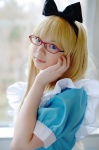 alice_in_wonderland alice_(wonderland) apron blonde_hair cosplay dress glasses hairbow rin rating:Safe score:0 user:nil!