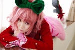 anya_alstreim code_geass cosplay dress fingerless_gloves gloves hairbow jacket pink_hair striped tatsuki thighhighs rating:Safe score:1 user:nil!