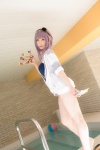 atsuki cosplay dagashi_biyori dagashi_kashi hairband hoodie one-piece_swimsuit pool purple_hair shidare_hotaru swimsuit rating:Safe score:0 user:nil!