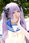 bow cosplay hairbows hiiragi_kagami hoshino_kana lucky_star purple_hair sailor_uniform school_uniform twintails rating:Safe score:0 user:pixymisa