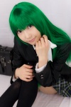 blazer blouse bookbag cosplay green_hair kochiya_sanae lenfried panties pleated_skirt polka_dots school_uniform skirt thighhighs tie touhou zettai_ryouiki rating:Safe score:1 user:nil!