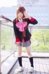 antenna_hair blazer blouse bowtie caramel_eyes cosplay kneehighs little_busters! natsume_rin_(little_busters) pleated_skirt rion skirt rating:Safe score:0 user:pixymisa