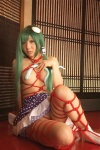 bound cleavage cosplay green_hair hanamura_misaki kochiya_sanae miko rope skirt touhou touhou_kinbauchou rating:Questionable score:0 user:nil!