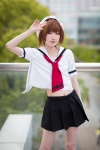 blouse cardcaptor_sakura cosplay hat hoshitamu kinomoto_sakura pleated_skirt sailor_uniform school_uniform skirt tie rating:Safe score:1 user:pixymisa