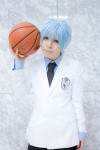 basketball blazer blue_eyes blue_hair cosplay crossplay kuroko_no_basuke kuroko_tetsuya shirt tie trousers umi_usagi rating:Safe score:0 user:pixymisa