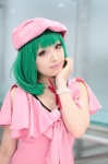 beret bow bracelet cosplay dress green_hair koharu macross macross_frontier ranka_lee rating:Safe score:0 user:pixymisa