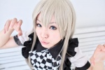 apron asanagi_rin blue_eyes cosplay haiyore!_nyaruko-san maid maid_uniform nyaruko white_hair rating:Safe score:1 user:pixymisa
