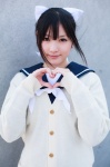 <3 blouse cardigan cosplay hairbow love_plus sailor_uniform scarf_tie school_uniform takane_manaka tsubasa_(iii) rating:Safe score:0 user:pixymisa