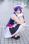apron cosplay dress hairband love_live!_school_idol_project maid maid_uniform purple_hair thighhighs toujou_nozomi twintails white_legwear yuzuki_aya rating:Safe score:0 user:nil!
