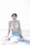 beach bikini cleavage maeda_atsuko matsuyasumi_no_kiseki ocean striped swimsuit wet rating:Safe score:0 user:nil!