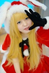 animal_ears blonde_hair bunny_ears cosplay dress gloves neon original santa_costume stocking_cap rating:Safe score:0 user:nil!