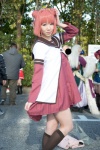 akaza_akari cosplay dress hair_buns hinata_(ii) jacket kneesocks pink_hair yuruyuri rating:Safe score:0 user:pixymisa