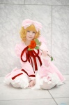 blonde_hair cosplay dress hairbow hinaichigo pantyhose rozen_maiden white_legwear yukako rating:Safe score:1 user:nil!