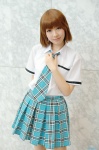 blouse cosplay hidaka_ai idolmaster merino_moko pantyhose pleated_skirt school_uniform sheer_legwear skirt tie rating:Safe score:0 user:nil!