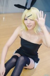 blonde_hair cosplay hairbow hair_clips isa jumper_shorts kagamine_rin tagme_song thighhighs vocaloid rating:Safe score:3 user:nil!