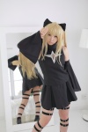 blonde_hair boots cosplay detached_sleeves dress enako golden_darkness hairbows mirror to_love-ru twintails rating:Safe score:1 user:nil!
