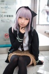 blouse cosplay hoodie mineo_kana nanami_chiaki pleated_skirt purple_hair school_uniform skirt super_dangan-ronpa_2 thighhighs zettai_ryouiki rating:Safe score:2 user:nil!