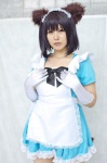 animal_ears apron bow cosplay elbow_gloves gloves headband maid maid_uniform narihara_riku original rating:Questionable score:0 user:pixymisa
