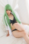 akane_ruka bed bikini cc code_geass cosplay green_hair shirt swimsuit rating:Safe score:1 user:pixymisa