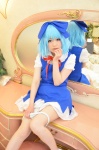 blouse blue_hair cirno cosplay hairbow jumper panties panty_pull shizuku touhou rating:Safe score:2 user:nil!