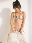 bikini cleavage kawamura_yukie ponytail side-tie_bikini suspenders swimsuit trousers rating:Safe score:4 user:nil!