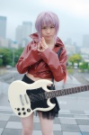cosplay guitar jacket kinoshita_natsume nagato_yuki pleated_skirt silver_hair skirt suzumiya_haruhi_no_yuuutsu rating:Safe score:0 user:nil!