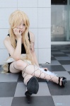 apron ban benten blonde_hair cigarette cosplay fan miniskirt skirt zone-00 rating:Safe score:0 user:nil!