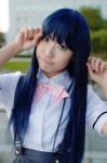 blouse blue_hair cosplay furude_rika higurashi_no_naku_koro_ni ibara pleated_skirt school_uniform skirt suspenders rating:Safe score:0 user:nil!