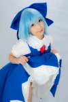 blouse blue_hair cirno cosplay dress_lift hairbow jumper lenfried socks touhou rating:Safe score:1 user:nil!