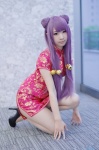 cosplay double_bun kyouka pantyhose purple_hair qipao ranma_1/2 shampoo sheer_legwear rating:Safe score:2 user:nil!