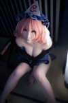atsuki cleavage cosplay fan hat kimono pink_hair saigyouji_yuyuko suite_memory touhou rating:Safe score:2 user:nil!