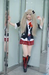 blonde_hair blouse boots cardigan cosplay danganronpa enoshima_junko pantyhose pleated_skirt school_uniform skirt tie twintails yagami_tsubame rating:Safe score:2 user:nil!
