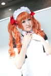 apron cosplay hairband hairbows hoshino_kana maid maid_uniform red_hair ribbon_tie shirai_kuroko to_aru_kagaku_no_railgun twintails rating:Safe score:0 user:pixymisa