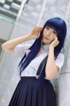 blouse blue_hair cosplay furude_rika higurashi_no_naku_koro_ni mimi_(ii) pleated_skirt school_uniform skirt suspenders rating:Safe score:0 user:nil!