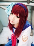 angel_beats! ayano_yuura cosplay hairband nakamura_yuri pleated_skirt red_hair sailor_uniform school_uniform skirt rating:Safe score:5 user:xkaras