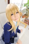 assam blazer blonde_hair blouse cosplay haruka k-on! kotobuki_tsumugi pleated_skirt school_uniform skirt sweater_vest rating:Safe score:0 user:nil!