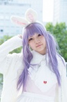 alice_in_wonderland animal_ears apron blouse bunny_ears cosplay giqo_opnn purple_hair skirt sweater tie white_rabbit rating:Safe score:0 user:pixymisa