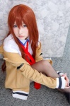 blouse cardigan cosplay hiokichi makise_kurisu pantyhose red_hair shorts steins;gate tie rating:Safe score:2 user:pixymisa