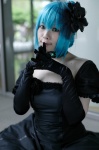 aqua_hair choker cosplay elbow_gloves gloves gown hatsune_miku himitsu_~kuro_no_chikai~_(vocaloid) kana_(ii) vocaloid rating:Safe score:0 user:nil!