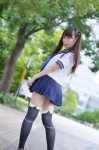 cosplay original pleated_skirt print_legwear sailor_uniform sakuya school_uniform skirt thighhighs twintails zettai_ryouiki rating:Safe score:5 user:nil!