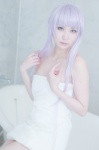 bathroom bathtub cosplay danganronpa kirigiri_kyouko kirigiri_to_celestia_san_danganronpa lechat pantyhose purple_hair sheer_legwear towel rating:Safe score:0 user:nil!