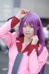 bakemonogatari cosplay harumiya_yun purple_hair sailor_uniform school_uniform senjougahara_hitagi rating:Safe score:0 user:nil!