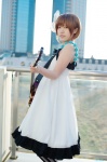 cosplay dress guitar hairbow hirasawa_yui k-on! minatsuki_naru one_elbow_glove pantyhose striped rating:Safe score:0 user:nil!