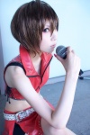 cosplay default_costume houtou_singi meiko microphone midriff pantyhose skirt vest vocaloid rating:Safe score:3 user:Log