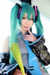 aqua_hair blouse cosplay detached_sleeves hatsune_miku higurashi_rin pleated_skirt rinrin_ga_ippa_korekushon_2 skirt tie twintails vocaloid rating:Safe score:1 user:nil!