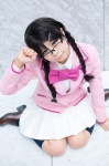 blazer blouse cosplay glasses hair_clips kakko-kawaii_sengen! kao-chan kneesocks pleated_skirt school_uniform skirt suu twin_braids rating:Safe score:3 user:nil!