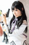 akemi_homura blouse cosplay gun hairband kiki_(ii) pleated_skirt puella_magi_madoka_magica ribbon_tie skirt rating:Safe score:0 user:pixymisa