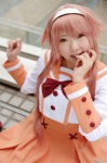 alice_parade cosplay hairband miori_(alice_parade) natsume_megumi pink_hair red_eyes sailor_uniform school_uniform rating:Safe score:0 user:nil!